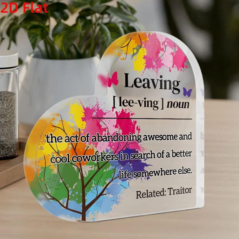 Colorful Splatter Tree Leaving Definition Heart‑Shaped Acrylic Plaque, Office Novelty Decoration