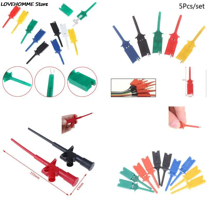 1/5/10Pcs Professional Insulated Quick Test Hook Clip High Voltage Flexible Testing Probe Plug Leads Connection