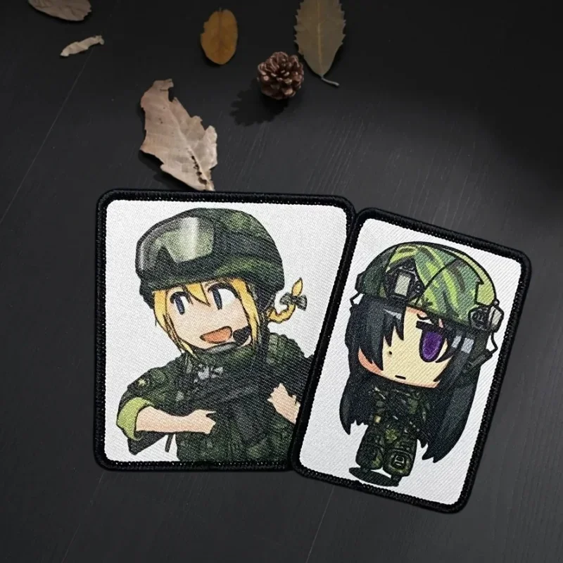 Cute Anime Girl with A Gun Tactical Patch Morale Armband Badge Hook and Loop Military Patches Backpack Hat Accessories Stickers