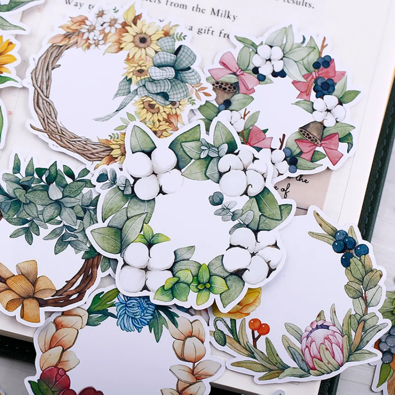 

Stickers17PCS Cute Fragrant Wreath Hand Account Literature And Art Small Fresh Plants Diary Photo Album Mobile Phone Decoration