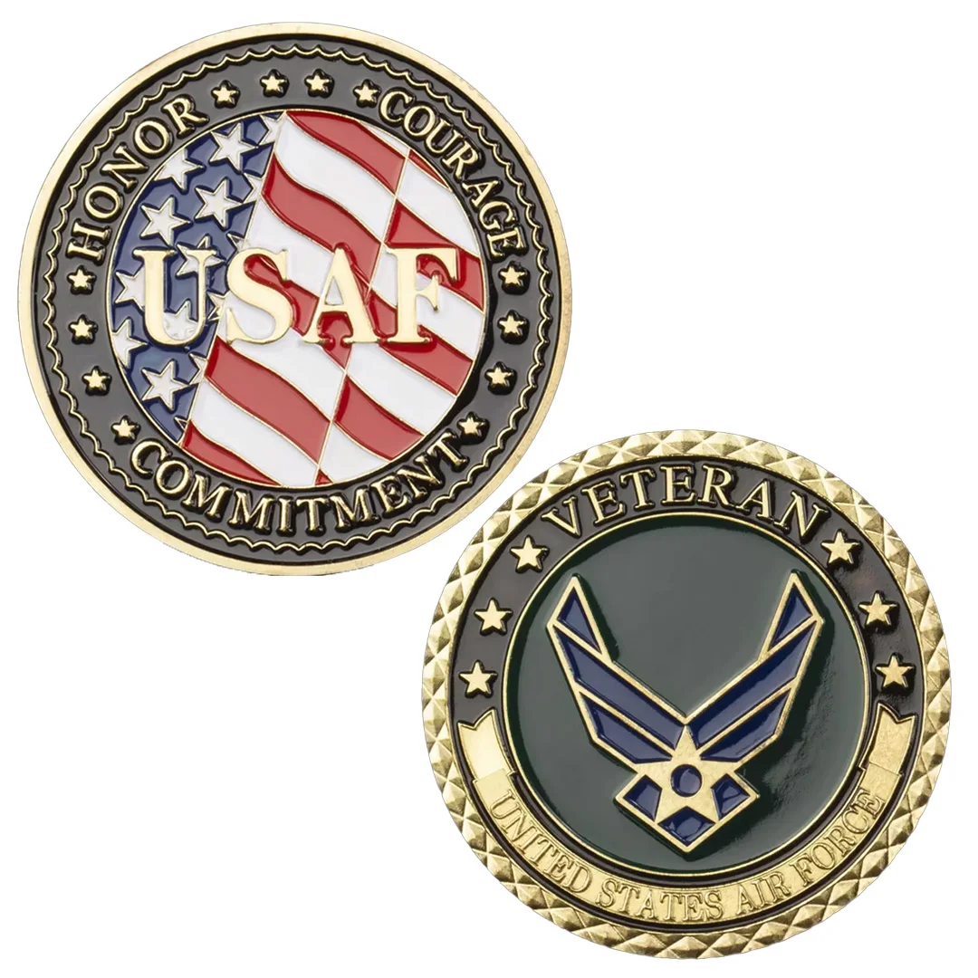 الولايات المتحدة سلاح الجو المخضرم تذكارية عملة مطلية بالذهب الشرف الشجاعة الالتزام العملات التذكارية
