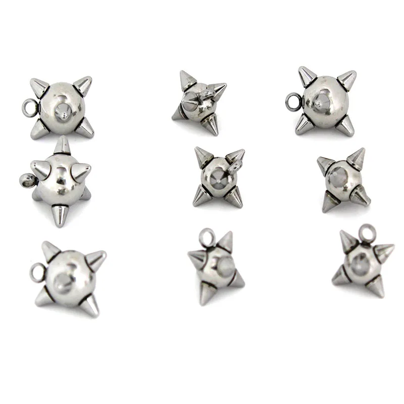 10 Stück Edelstahl-Meteorschlaghammer-Anhänger, Punk-Stil Nagelkugel-Charms für DIY-Ohrringe und Schmuckherstellungszubehör – Detail 4