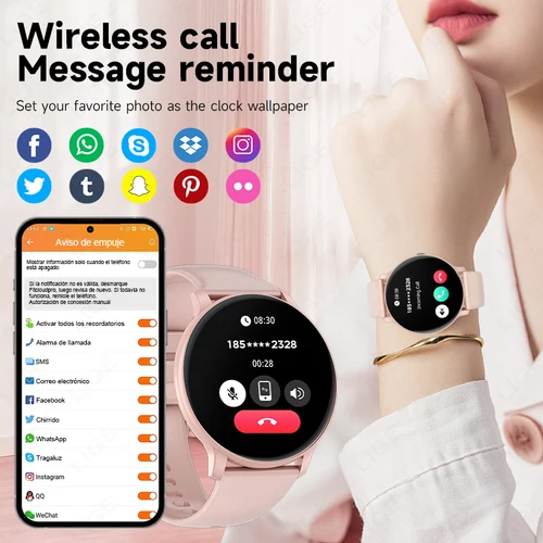 Imagen 2 del producto Reloj inteligente LIGE 2025 con llamada Bluetooth para mujer, relojes con esfera personalizada, rastreador de actividad/deporte para hombre, reloj inteligente con ritmo cardíaco para Android iOS