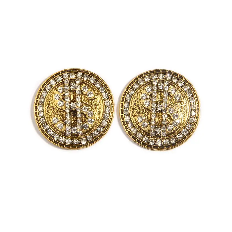2 peças 32mm dólar dos eua redondo cristal metal strass botões apliques enfeite parte traseira lisa para decoração de bolsa de sapato de casamento