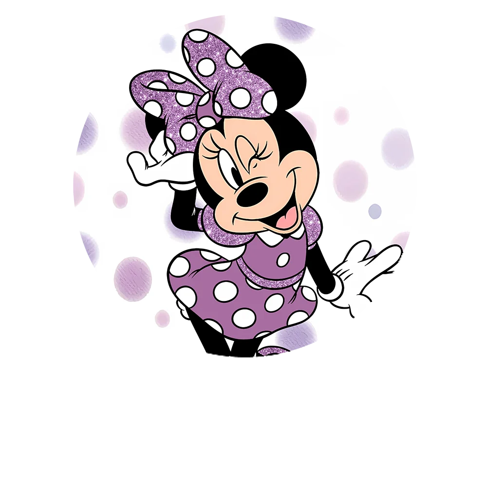 Disney  Minne Mouse Purple Dot dress and Bow Tie Round Backdrop For Photography  Birthday Party Circle Background Custom Banner