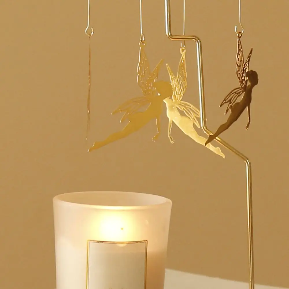 Gold Romantic Rotating Spinning Candle Holder Wedding Party Home Decoration Metal Tealight Candlestick