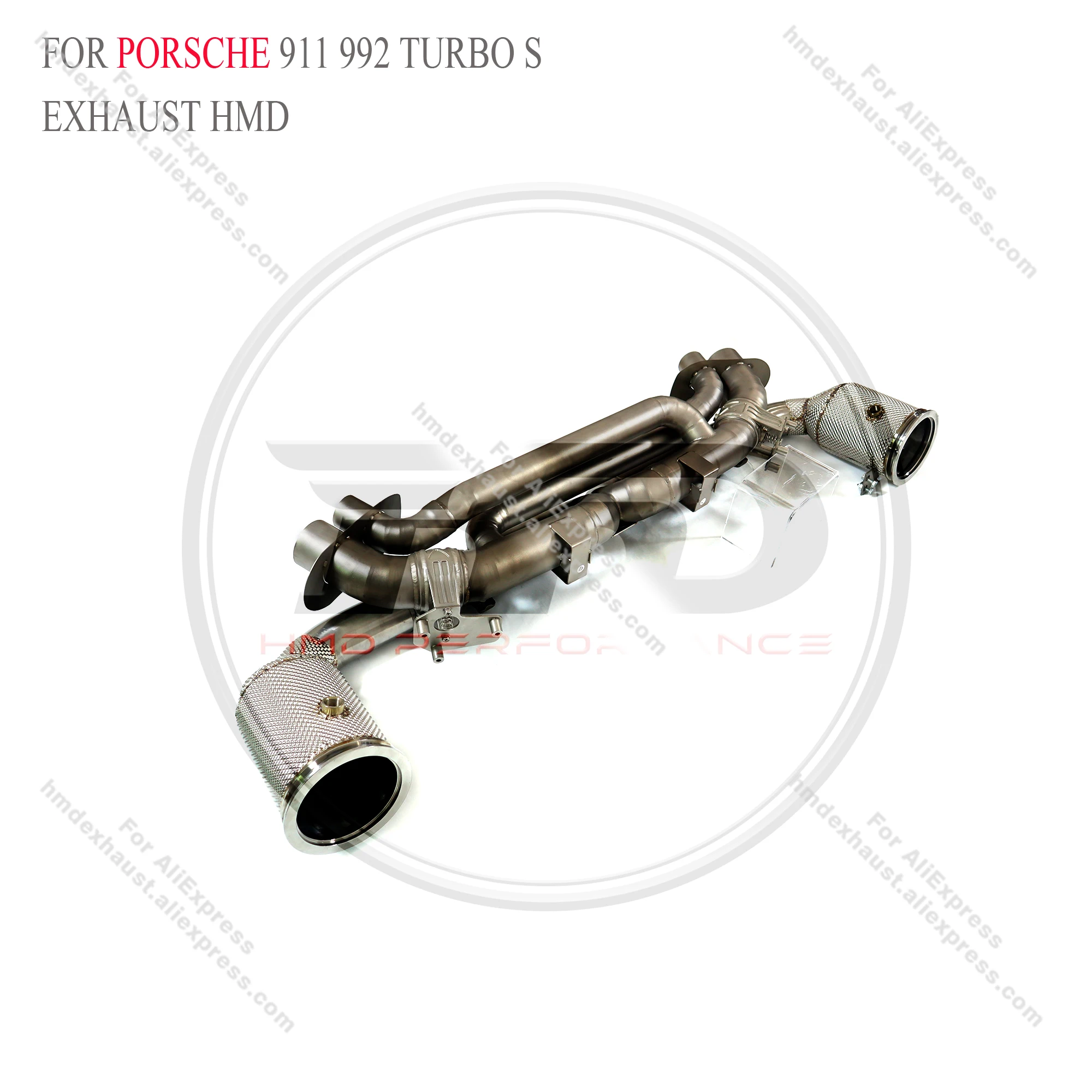 HMD Exhaust System for Porsche 911 992 turbo s with valve Frosted titanium alloy Material High Flow catback Full Exhaus