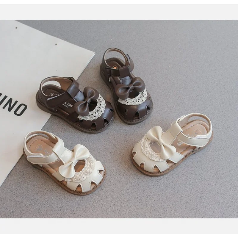 

Summer Princess Sandals For Girls PU Leather Waterproof Girl's Sandal Korean Style Hollow Out Breathable Kid's Summer Footwear