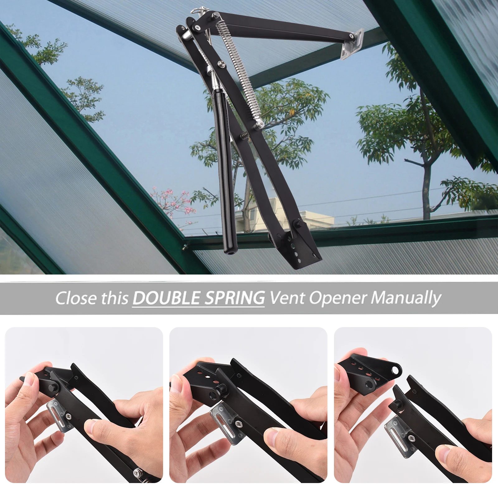 

Garden Tool Automatic Vent Opener Greenhouse Windows Opener Temperature Sensitive Paint Spraying Iron Double Spring Vent Opener