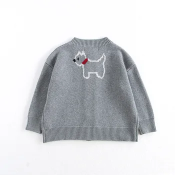 MILANCEL Kids Dog Cardigan Sweater 6 MILANCEL Spring Children's Sweater Jacket 1-8 Y Jacquard Cute Dog Boys Single Breasted Buckle Cardigan Top Girls Knitted Sweater 6