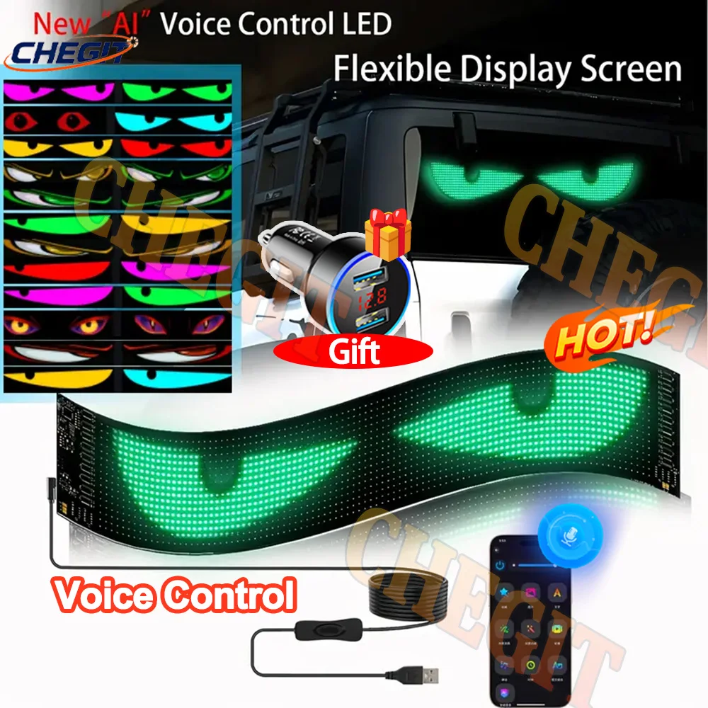 AI voice control Demon Eyes Car LED Display DIY Text Programmable Flexible LED Display Soft Sign Board Pixel Led Panel Christmas