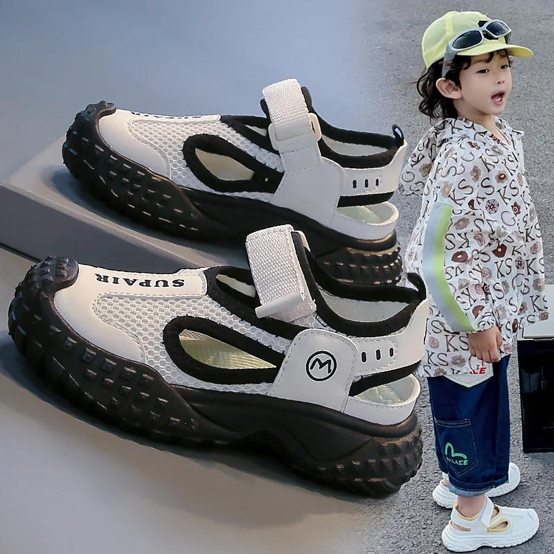 

2026 new summer children's mesh sports shoes for boys and girls, soft sole, anti slip, upstream single mesh shoes, breathable
