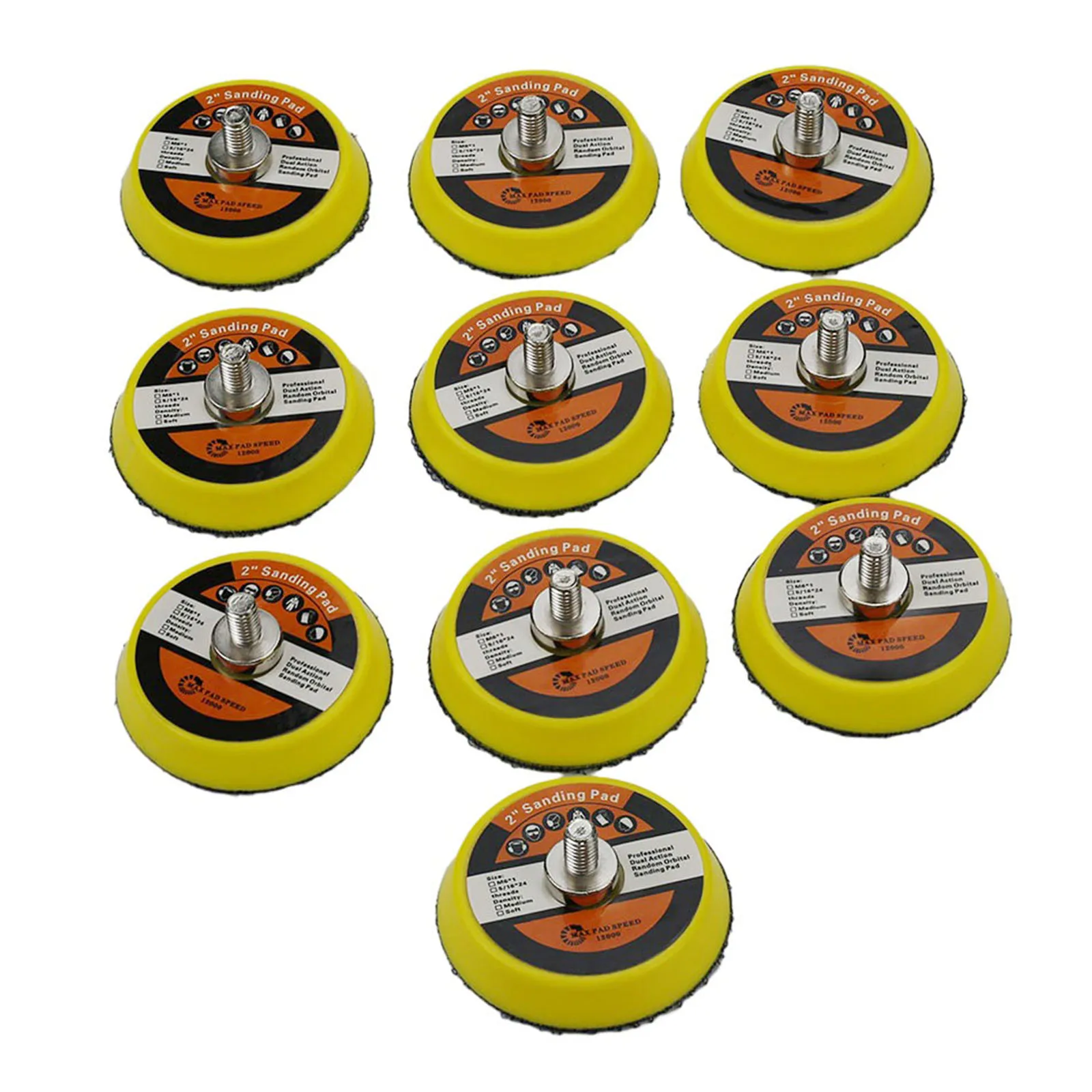 10pcs 50mm Circuit Pad Backing Plate with M6 Thread for Air Sander Angle Grinder and Rotary Polishing Machines