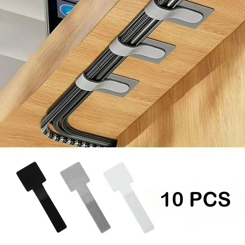 10 pçs liberável cabo organizador laços mouse fones de ouvido gerenciamento de fio laços de cabo de náilon reutilizáveis laço hoop fita cintas gravata
