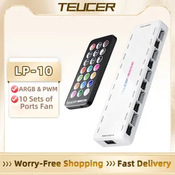 TEUCER LP-10 ARGB denetleyici soğutma fanı 1 ila 10 Hub 5V AURA SYNC Hub Sata Powered 4-pin PWM manyetik emme Hub PC için kılıf