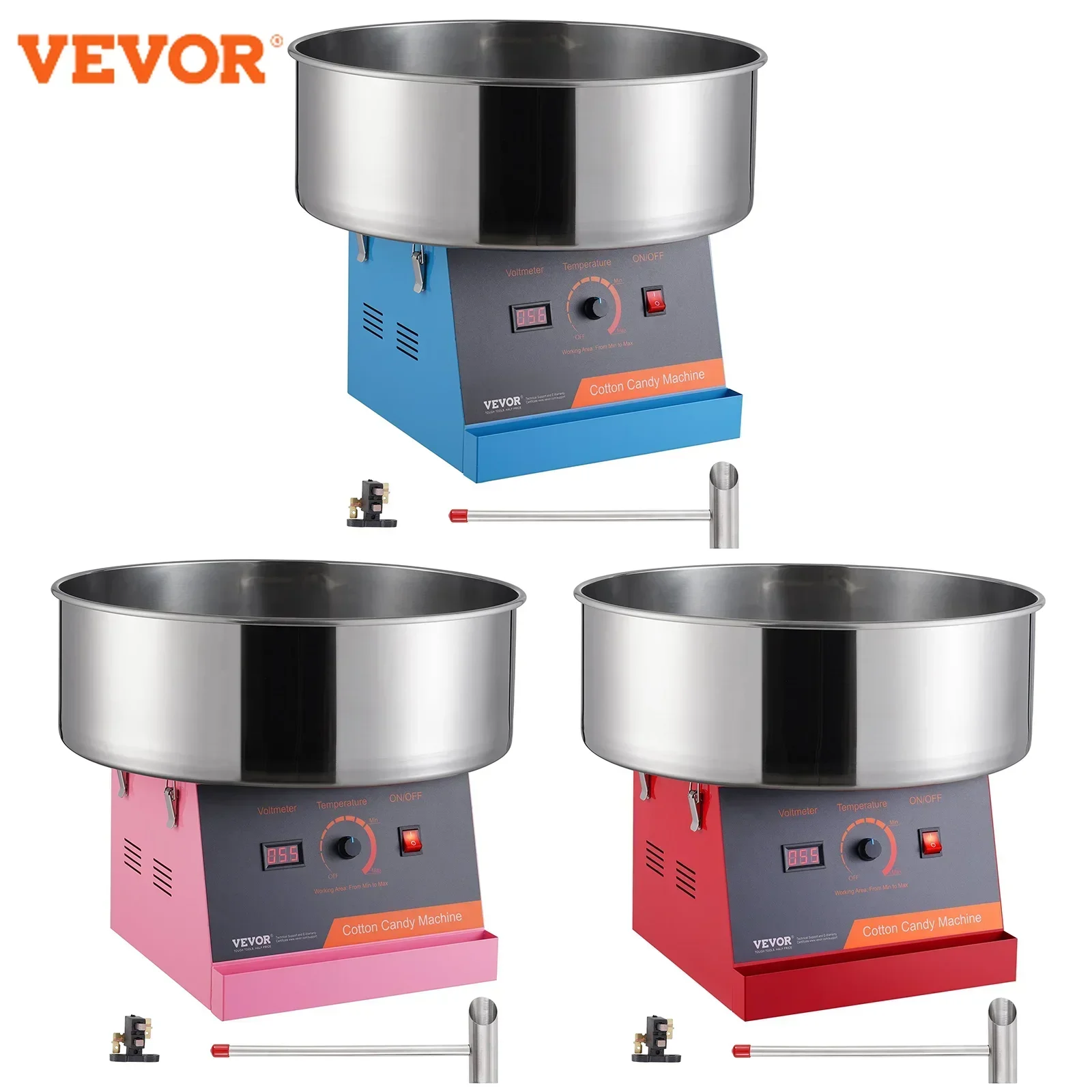 

VEVOR Electric Cotton Candy Machine Commercial Floss Maker with Stainless Steel Bowl Sugar Scoop and Drawer for Birthday Party