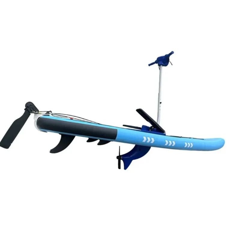 Inflatable, surfboard, pedals, water bike