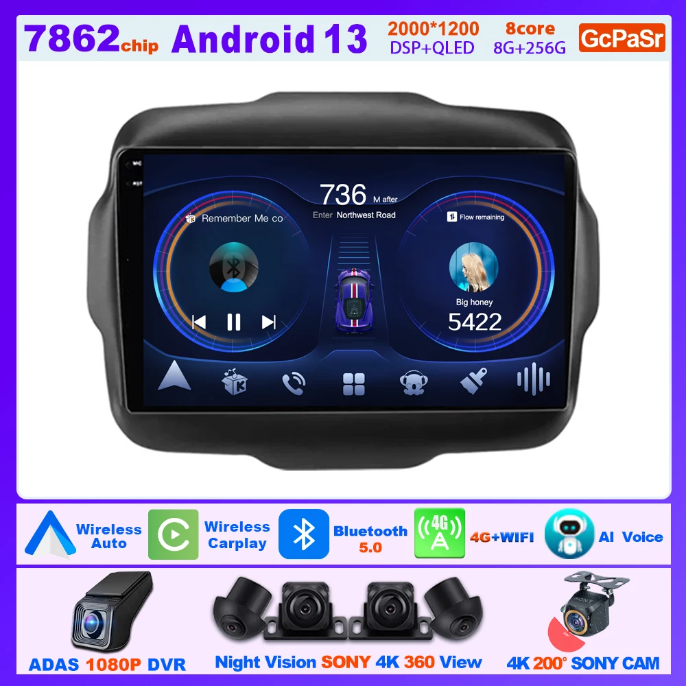 

9 дюймовый Carplay Android авто для JEEP RENEGADE 2016-2020 мультимедийный автомобиль радио GPS Автомобильные интеллектуальные системы фотография Wi-Fi дисплей