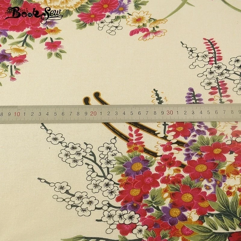 Booksew bawełniana tkanina lniana metry ręcznie farbowana kwiaty Tissu Handmade obrus torba kurtyna poduszki kołdry materiał juta Telas