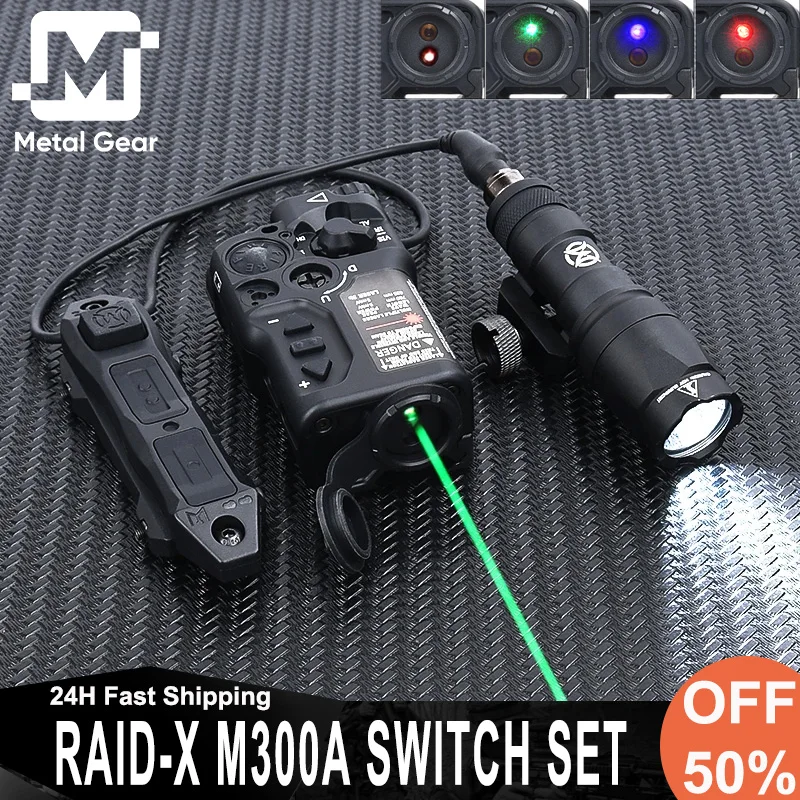 Tactical RAID-X Indicator Wadsn M300A MINI Flashlight Pressure Switch Dual Function Button RAID IR Sight Red Green Blue Laser