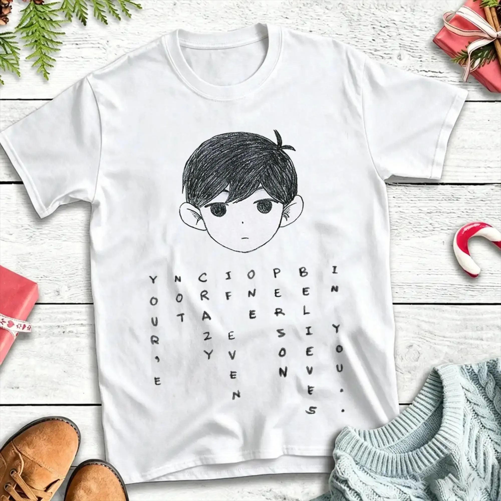 Omori Game   You`re not Crazy T-Shirts for Men Women  Novelty Cotton Tee Shirt Round Neck Short Sleeve T Shirts Unique Clothing