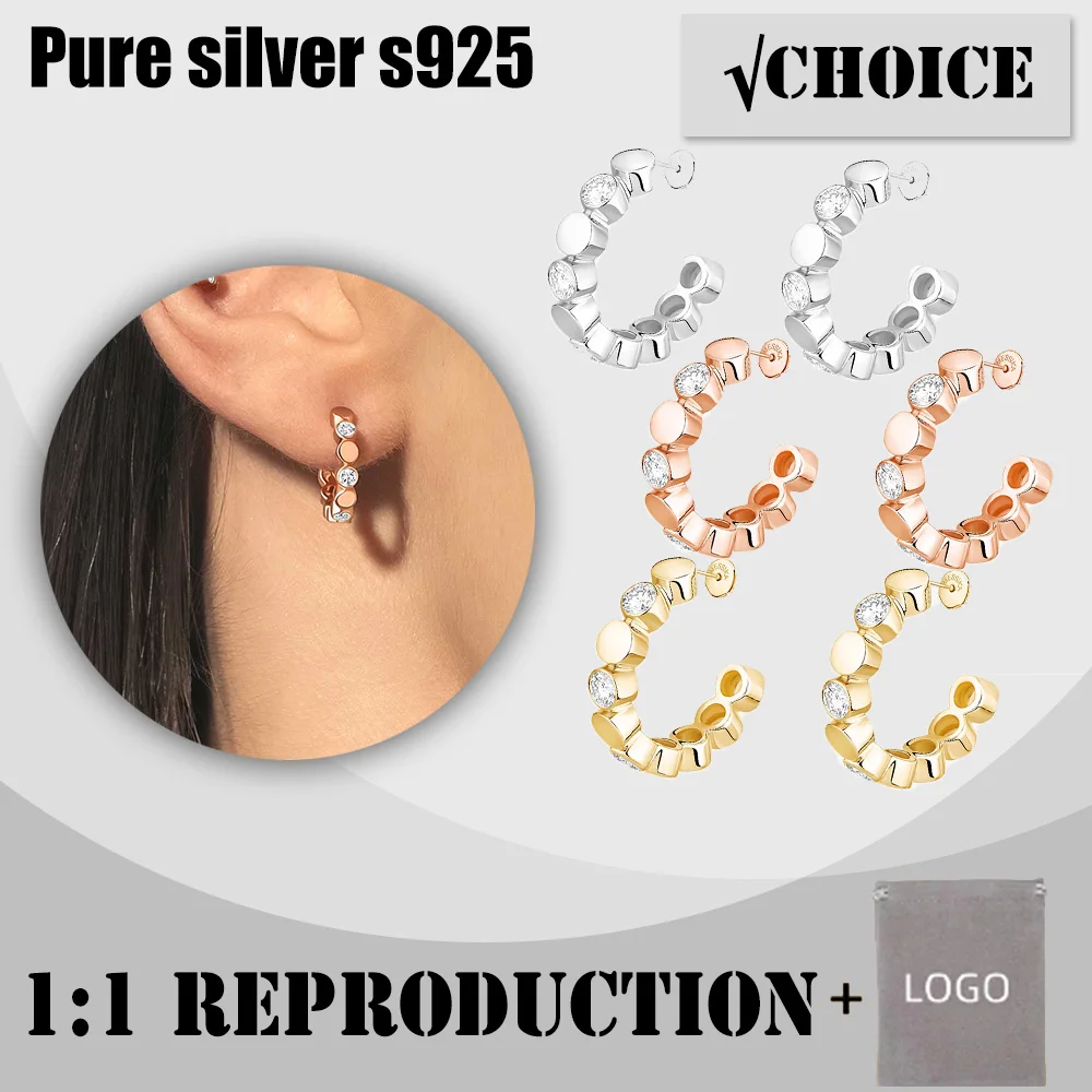 

Classic fashion sterling silver s925 round diamond earrings messik home D-VIBES series simple women's earrings