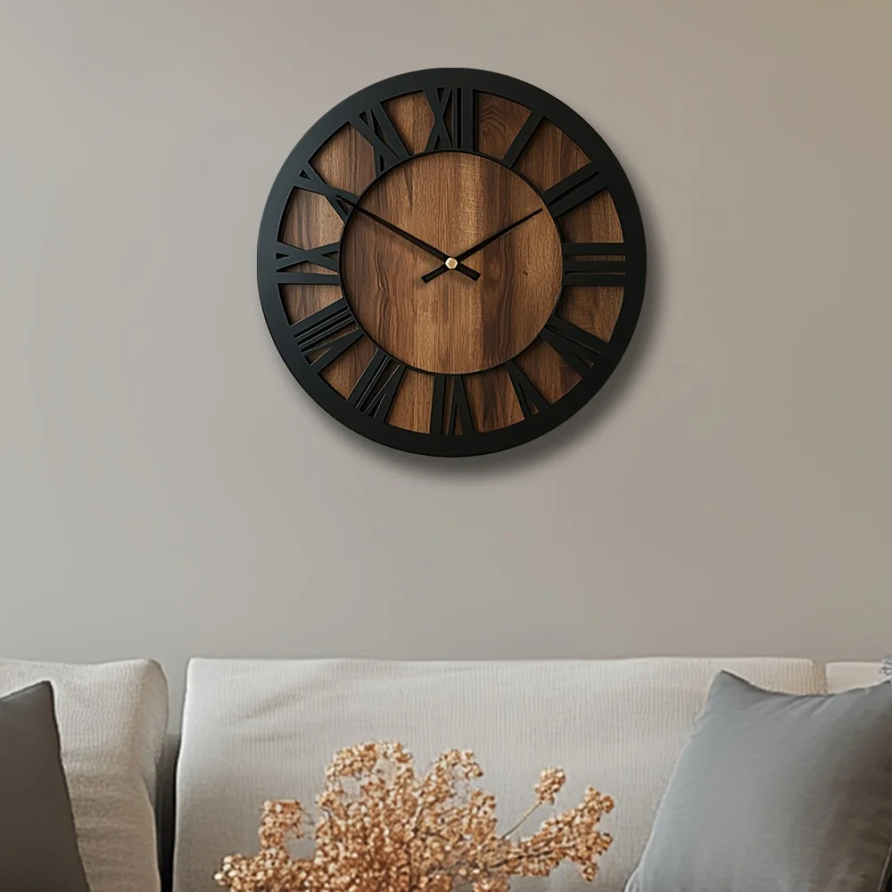 Horloge murale vintage en bois |   Silencieux et décoratif |   3 tailles disponibles |   Parfait pour le salon et le bureau