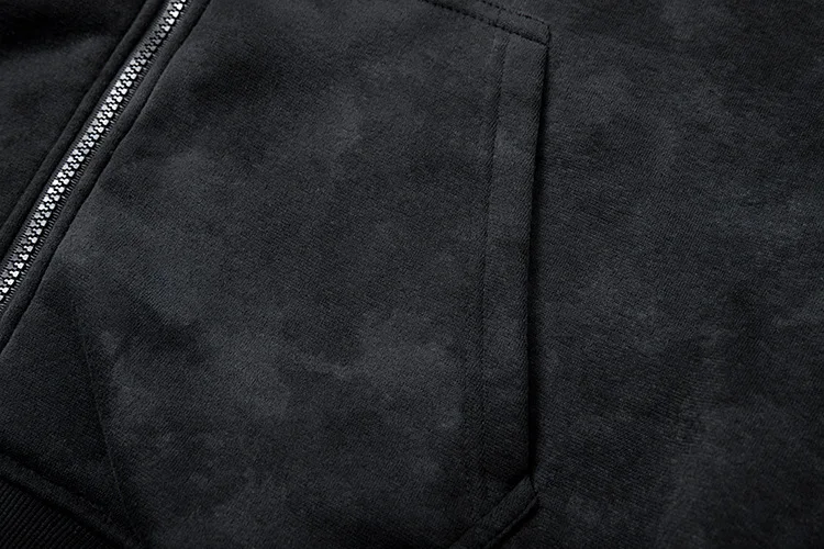 Men Tie Dye Zip Up Hoodie Heavyweight Full Zip Hooded Sweatshirt European High Street Loose Streetwear Autumn Casual Outerwear J