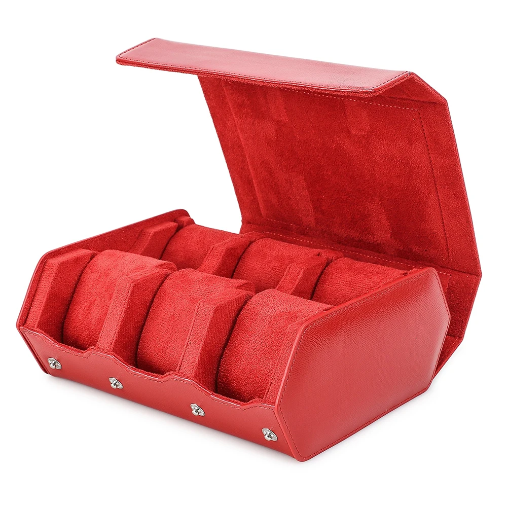 Prachtige Groene Lederen Hexagon Horloge Vitrine 2 / 3 / 4 / 6 / 8 Slots Horloges Roll Box Opbergorganizer Houder