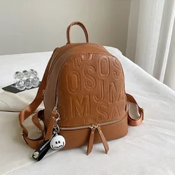 Letter Empaistic PU Leather Small Backpacks Women Anti-theft Travel Backpack Cute Pendant Girls School Bag Female Knapsack 2023