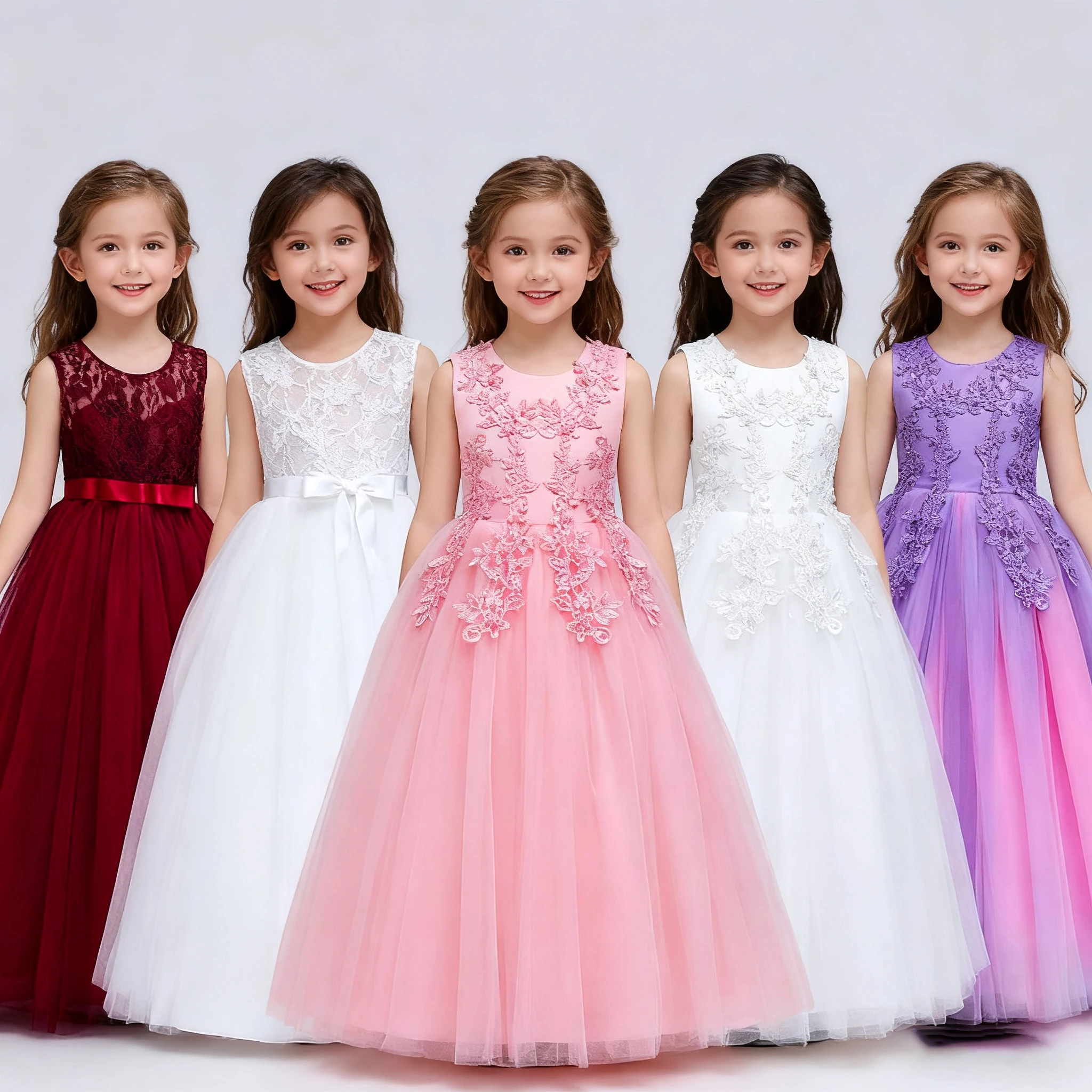 Flower Girls Bridesmaid Wedding Party Kids Carnival Christmas Dresses For Girls Teenage Elegent Princess Dress 3 6 8 14 Year
