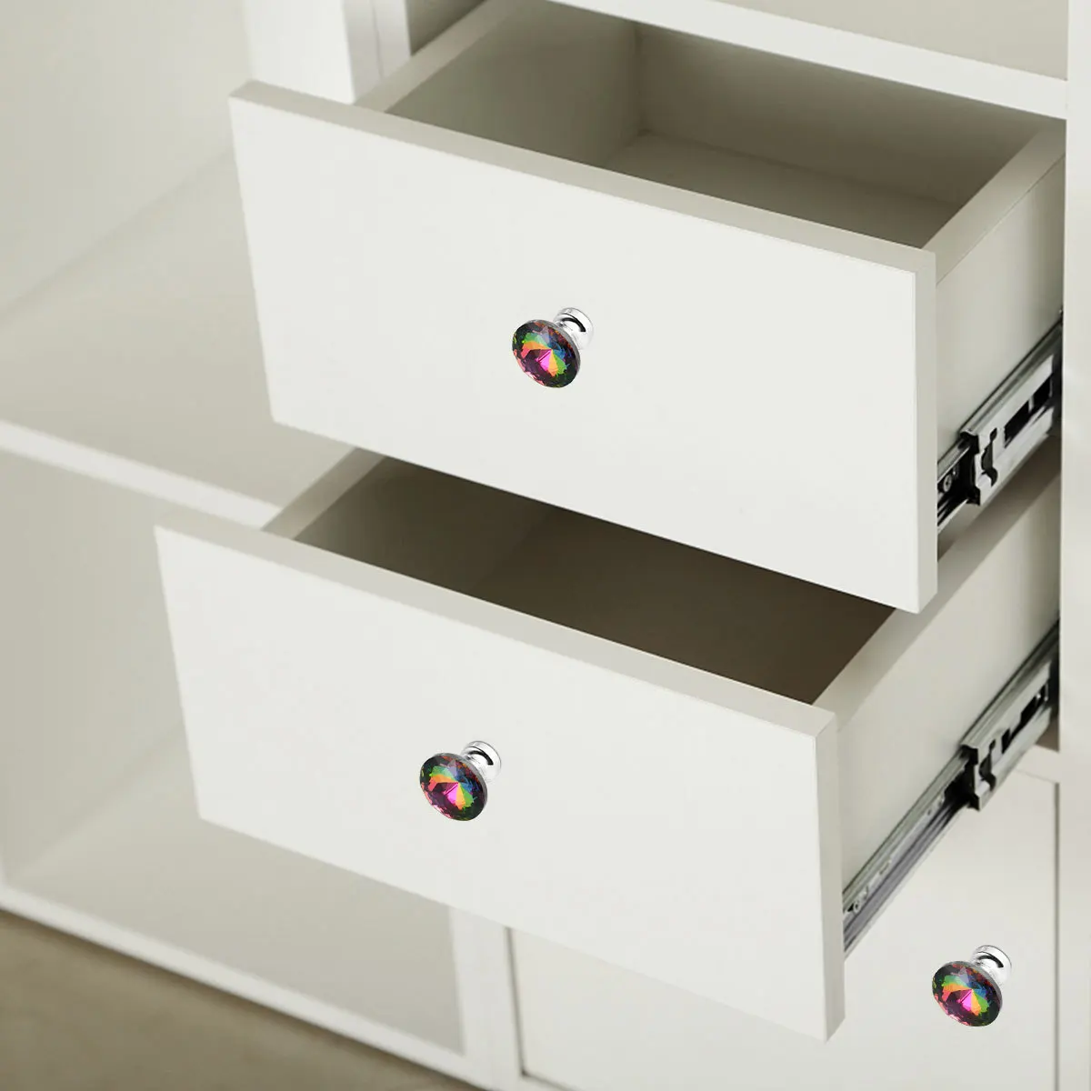 

10Pcs Zinc Alloy Cabinet Drawer Handles Crystal Single Hole Door Pulls Durable Stylish for Wardrobe Bathroom Office Furniture