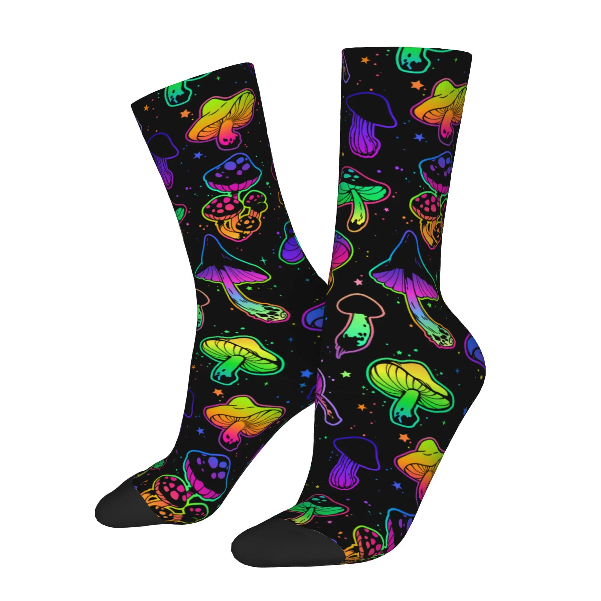 Psychedelic Mushrooms Socks Men's Women's Polyester Colorful Socks Hip Hop Spring Summer Autumn Winter Middle Tube Socks Gift