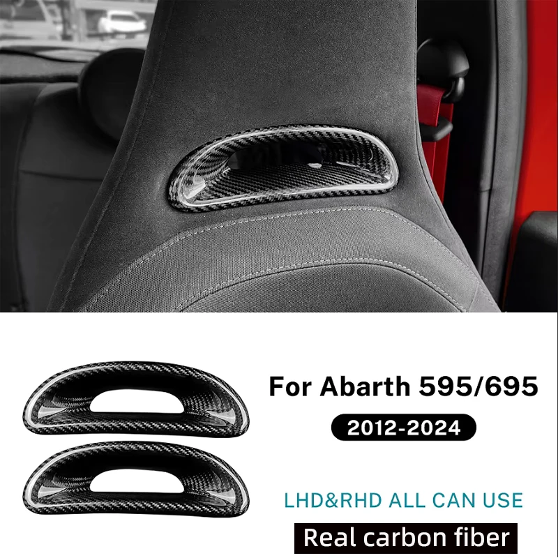 

Real carbon fiber sticker for Abarth 595/695 2012-2024 LHD RHD car sports seat back trim frame car interior sticker 2pcs/4pcs
