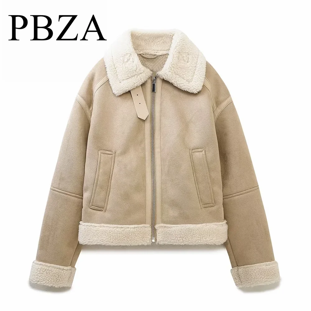 

2022 autumn and winter new style casual women's warm lamb wool double-sided short sand jacket jacket jacket