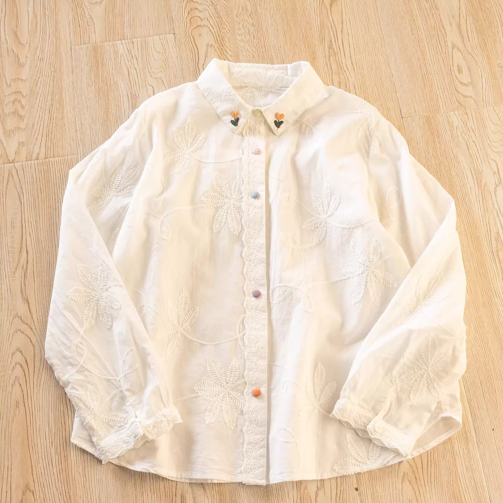 

2026 Mori Girl, милые рубашки из чистого хлопка с кружевной вышивкой в японском стиле, блузки с длинными рукавами для женщин, весенне-зимние рубашки на подкладке