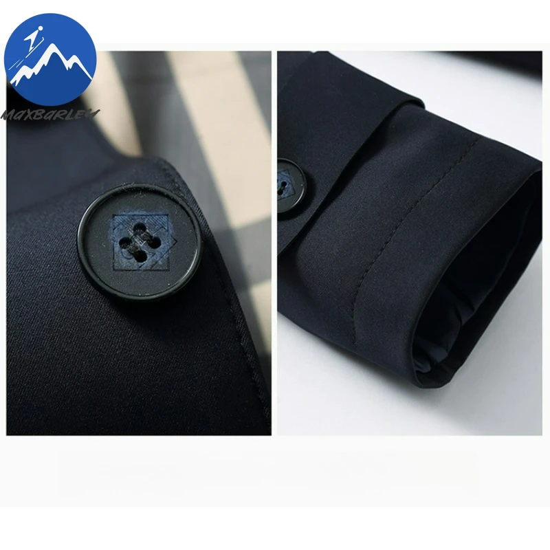 Maxbarley Brand Long Trench Coat Men Autumn 2025 New Light Luxury Party Collar Jacket Casual Single Breasted Windbreaker Coats