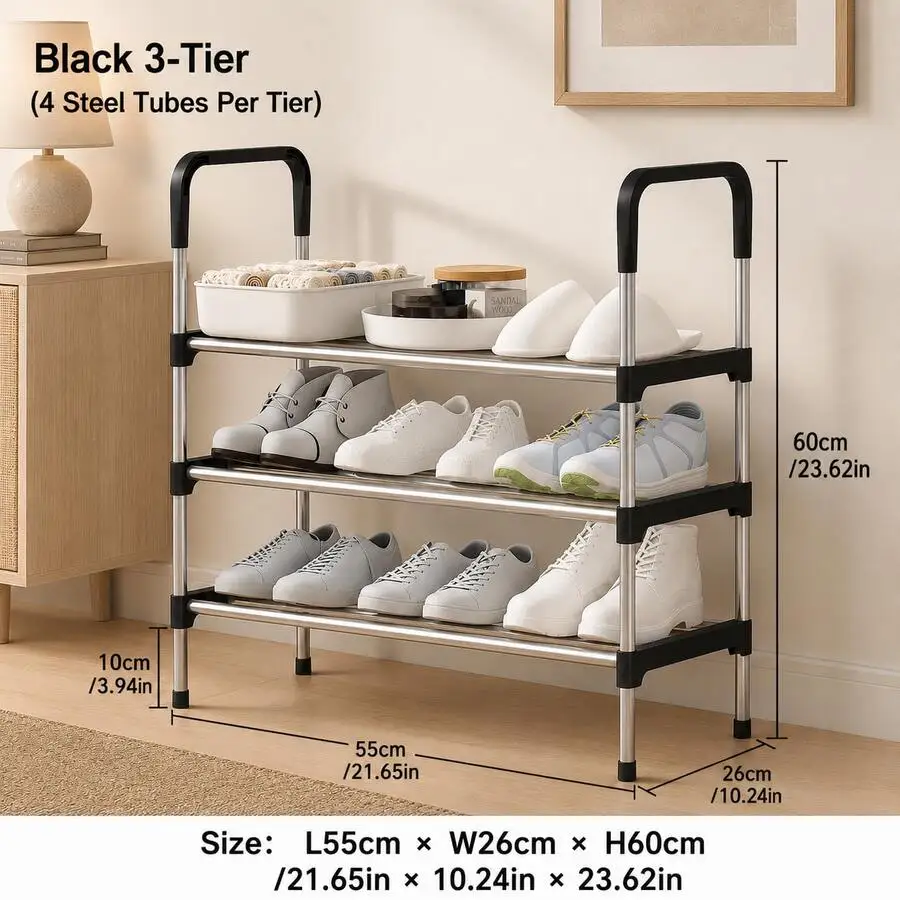 1pc 3/5-Tier Space Saving Multilayer Shoe Rack,Simple, Stable, Fashionable, Easy To Disassemble And Assemble, Portable, Suitable