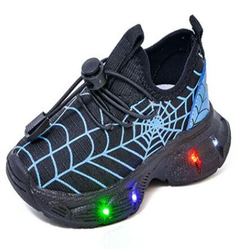 Kids Boys Led Light Luminous Shoes Girls Cartoon Spiderman Sneakers Spring Autumn Children Flat Toddler Baby Casual Sport Shoes