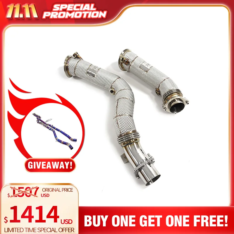 Limited Time Offer downpipe and Titanium Mid pipe with heat shield for BMW M3 M4 F30 High performance exhaust accessories