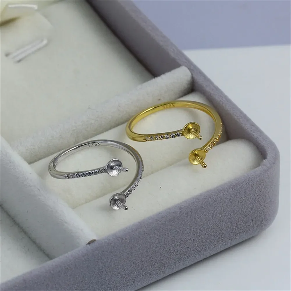 Solid S925 Sterling Silver Pearl Ring Settings Findings & Accessories - for Jewelry Making Bulk Wholesale Craft Supplies 6-8mm