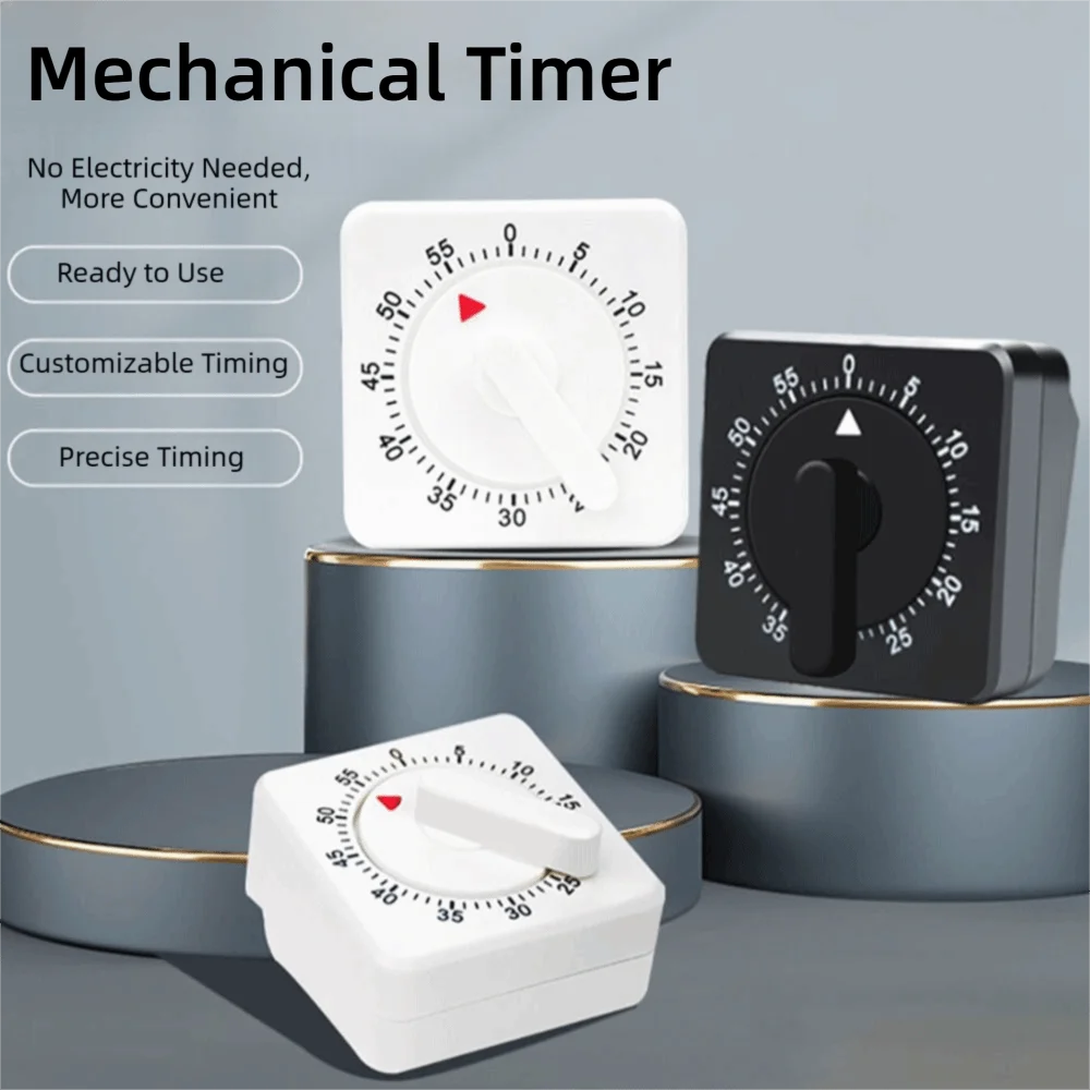 Creative Plastic Mechanical Kitchen Timer 60 Minutes Loud Alarm Visual Countdown Timer Mechanical Timer Children's Timer Kitchen