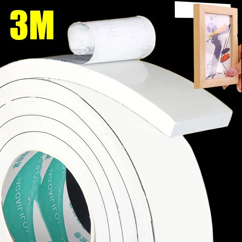 

White Sponge Double Sided Foam Adhesive Tapes for Mounting Fixing Pad Sticky 30mm 20mm Width Super Strong Sealant Thickened Tape