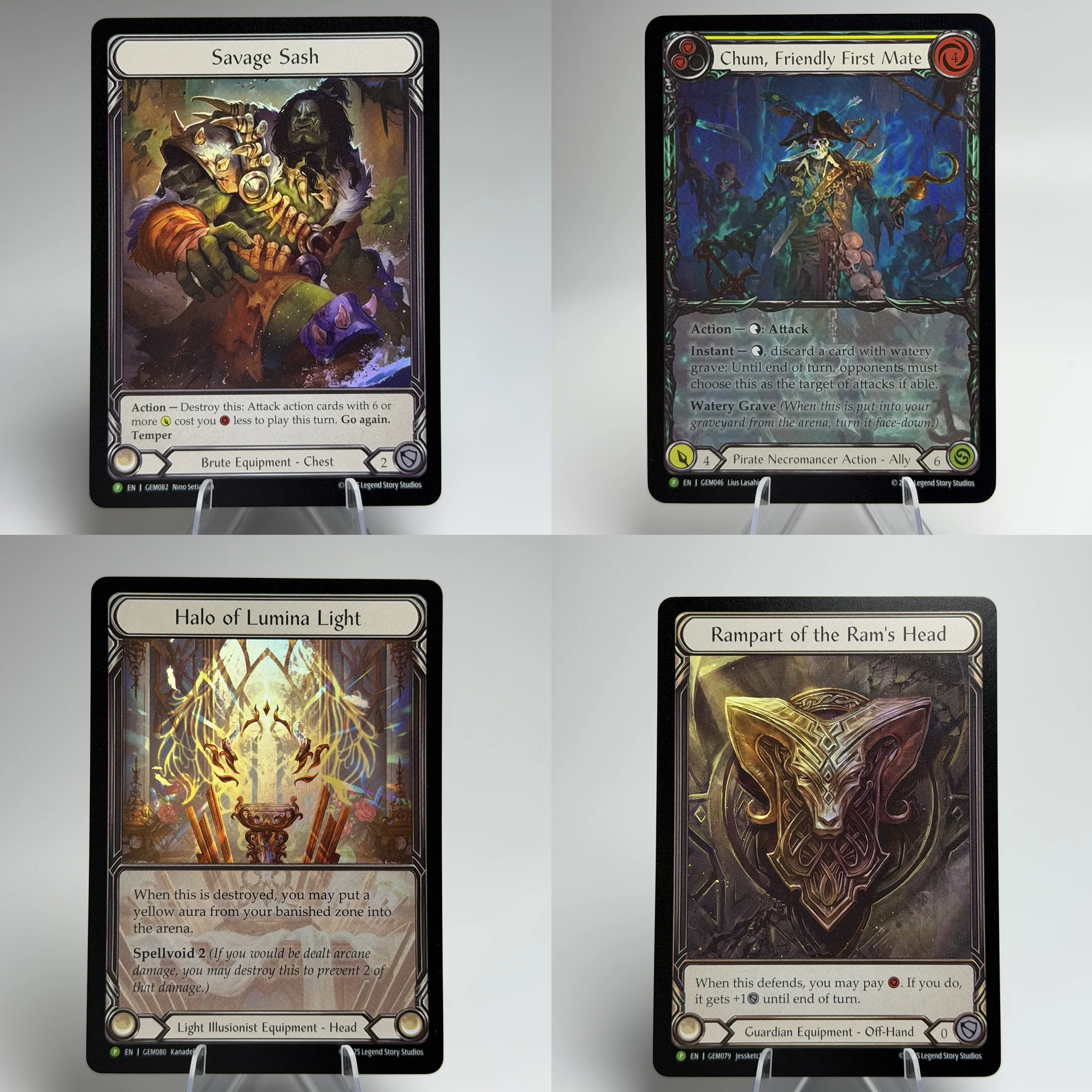 

FAB Flesh and Blood GEM Set Multi-Class Mechanologist Pirate Guardian Brute Light Illusionist Rainbow Foil Proxy Collectible TCG