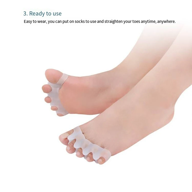 New 2Pcs/Pair Gel Toe Separator Toe Spacer for Men and Women Bunions Corrector Correct Restore Toes to Original Shape