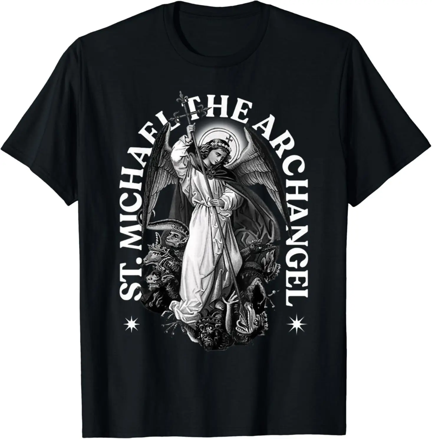 St. Michael Archangel Justice Protector T-Shirt 100% Cotton O-Neck Short Sleeve Summer Casual Mens T-shirt Size S-3XL