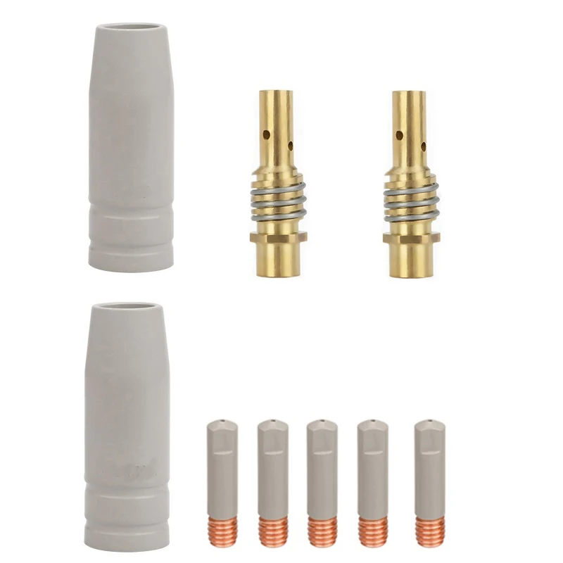 ชุดหัวเชื่อมเซรามิก 9 ชิ้น สำหรับเครื่องเชื่อมมิก 15Ak หัวเชื่อมเคลือบใหม่ ป้องกันการติดตะกรัน หัวเชื่อมนำไฟฟ้า อุปกรณ์เสริมปืนเชื่อม ปลอกป้องกันหัวเชื่อม ทนความร้อนสูง