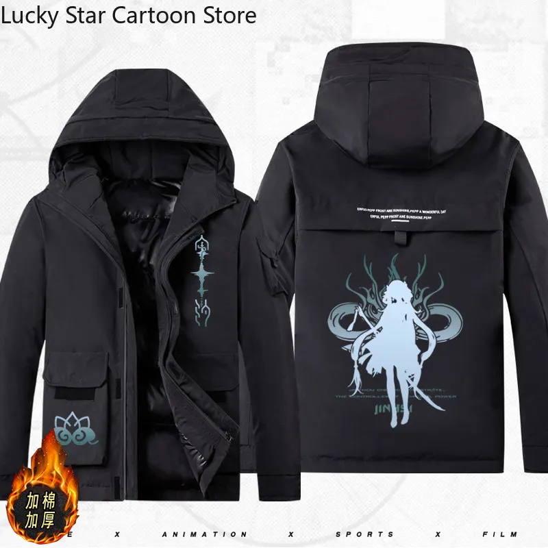 Halloween Wuthering Waves Jinhsi Cosplay Winter Long Sleeve Cartoon  Print Unisex Coat Hoodie Top Costume Game Jacket Cotton