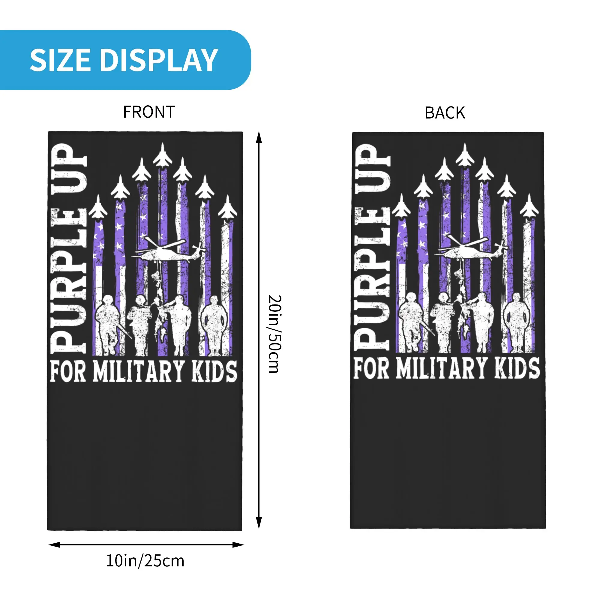 Purple Up For Kids Flag Military Child Month Bandana Neck Cover Print Balaclavas Mask Scarf Warm Cycling Hiking Men Women Adult