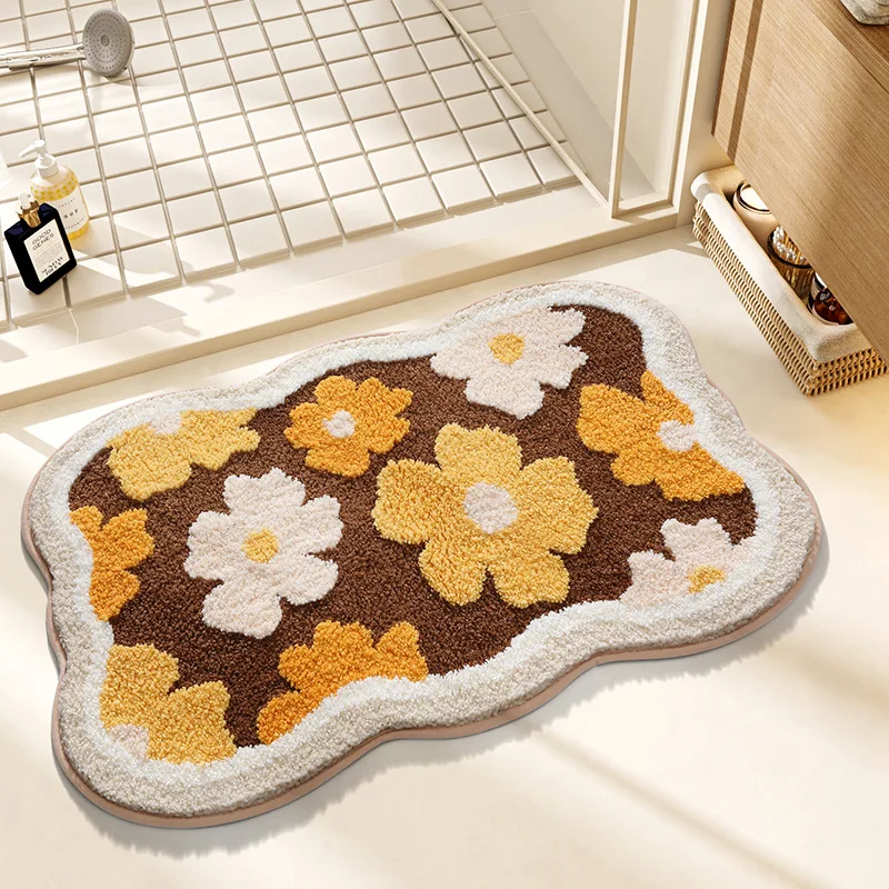 

VIKAMA Imitation Cashmere Floor Carpet Bathroom Water-Absorbing Foot Rug Easy-To-Maintain Entrance Foyer Door Mat, Home Decor